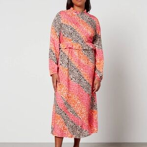 Never Fully Dressed Romi Leopard-Print Crepe Midi Dress Sz 18 Multicolor Plus